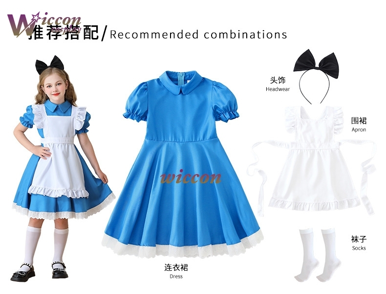 kids Lolita Maid Cosplay Child - Party Games Alice In Wonderland review and price