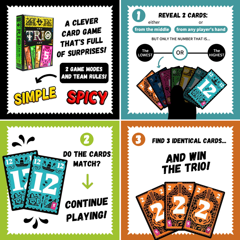 TRIO Strategic Card Board Game - Party Games Multiplayer review and price